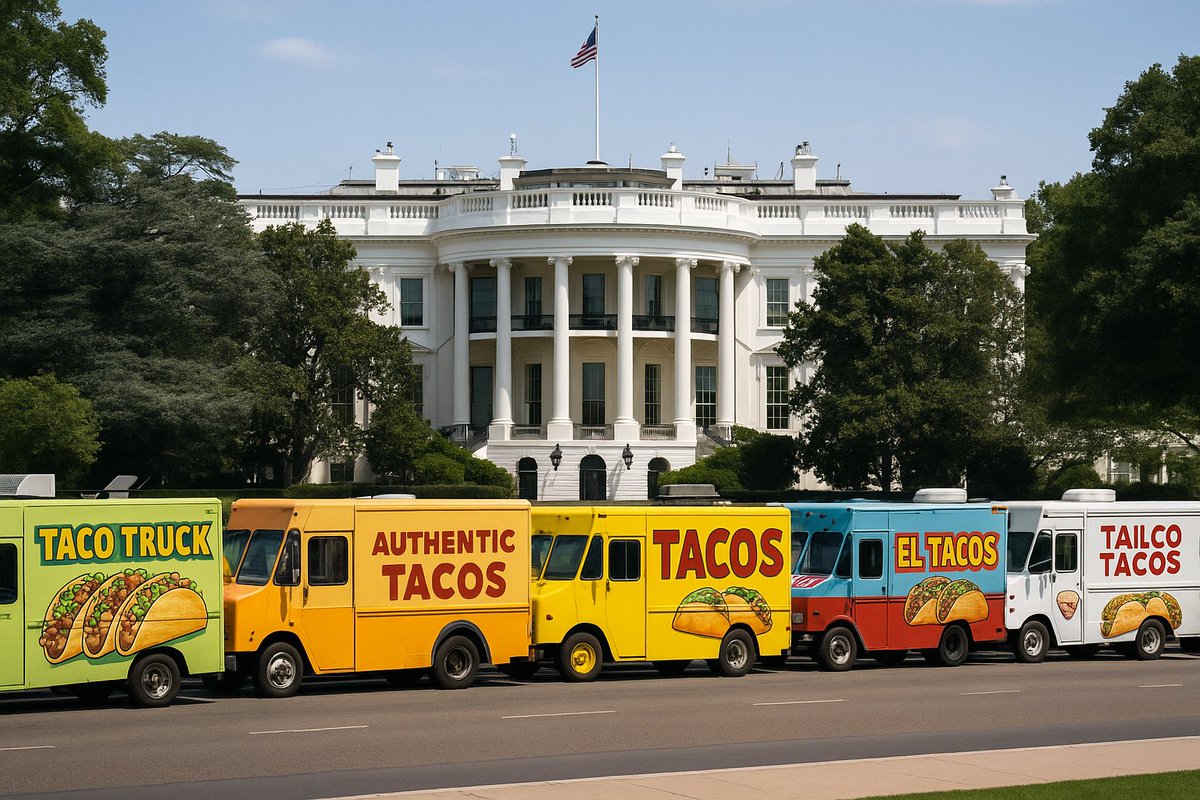 <a href="/HalfwayPost/">The Halfway Post</a> BREAKING:
The White House has been encircled by #TACO trucks.  There is zero danger but Donald is in tears.