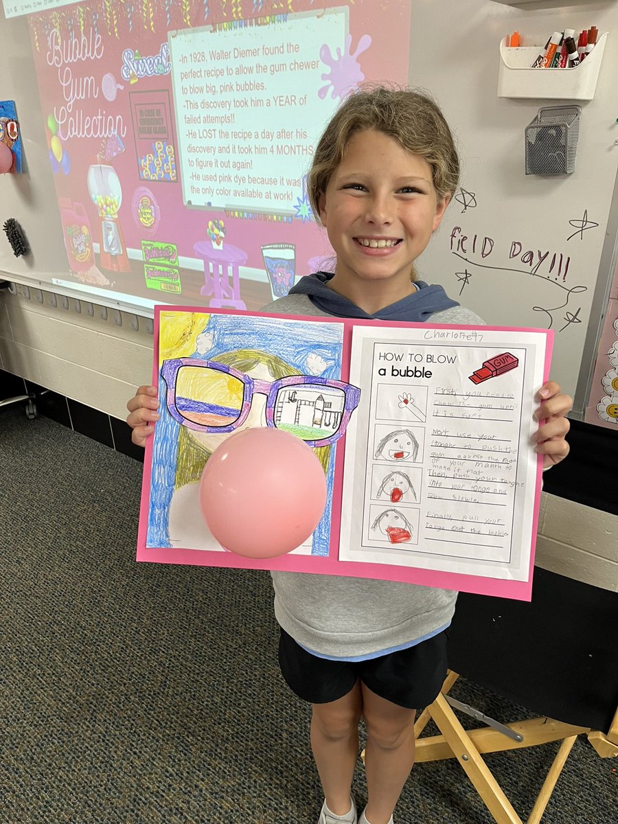 TeacherMrsA3rd's tweet image. 🎉 Bubble Gum Day was a blast!
We kicked it off with a bubble-blowing contest and kept the fun poppin’ with a gum-themed writing craft! 🍬💬
#GoGullLake #GLCSRyan