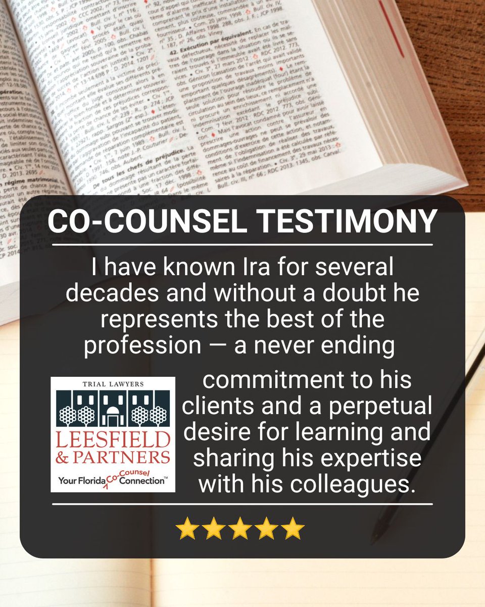 leesfield's tweet image. We’re honored by the kind words from our previous clients and co-counsel. At Leesfield & Partners, we value every relationship and are grateful for the trust placed in our skilled attorneys and team to deliver results.
Click here to learn more: Leesfield.com