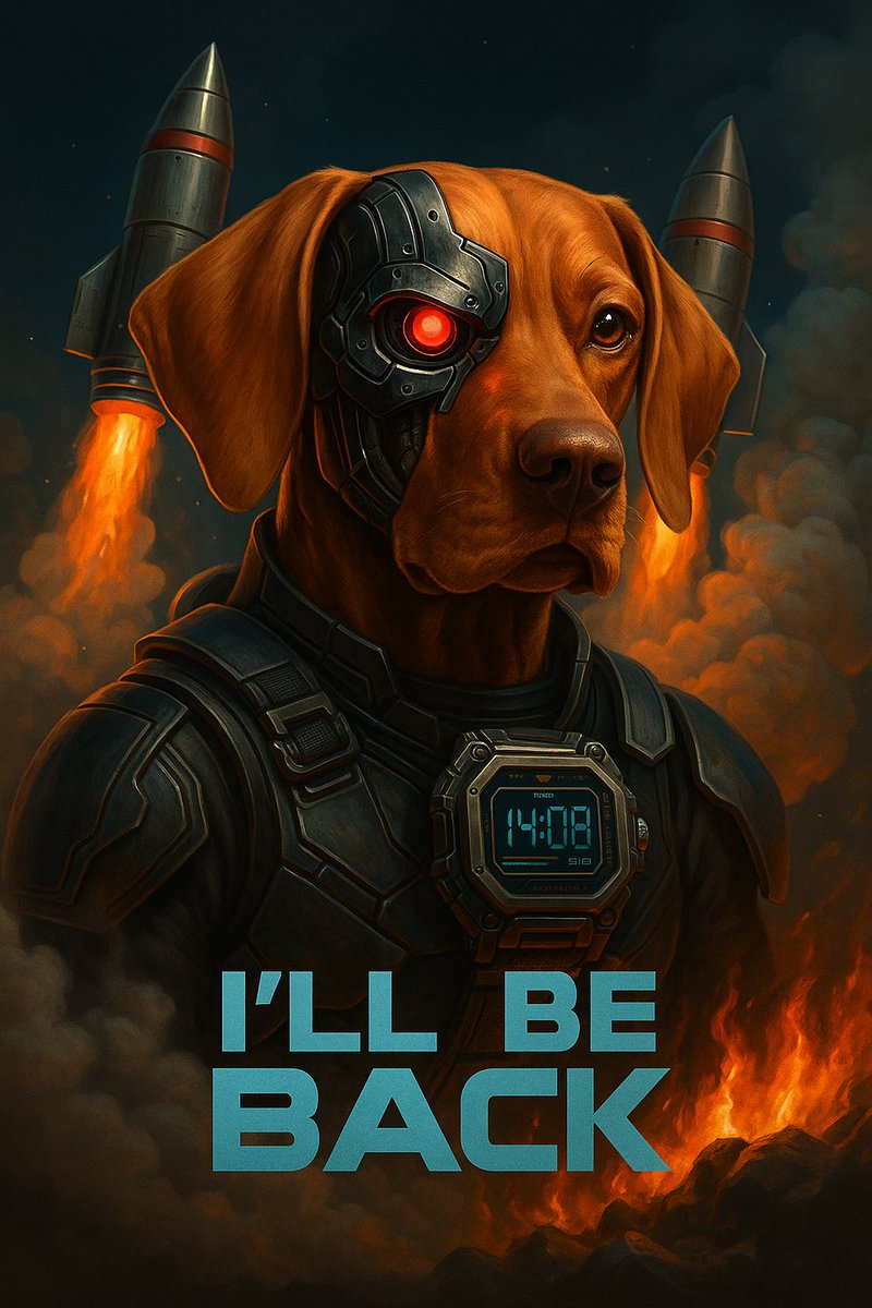 HunVizslainu's tweet photo. "I’ll be back… with more tokens. 🐶💥" https://t.co/rl4zaE9JzF