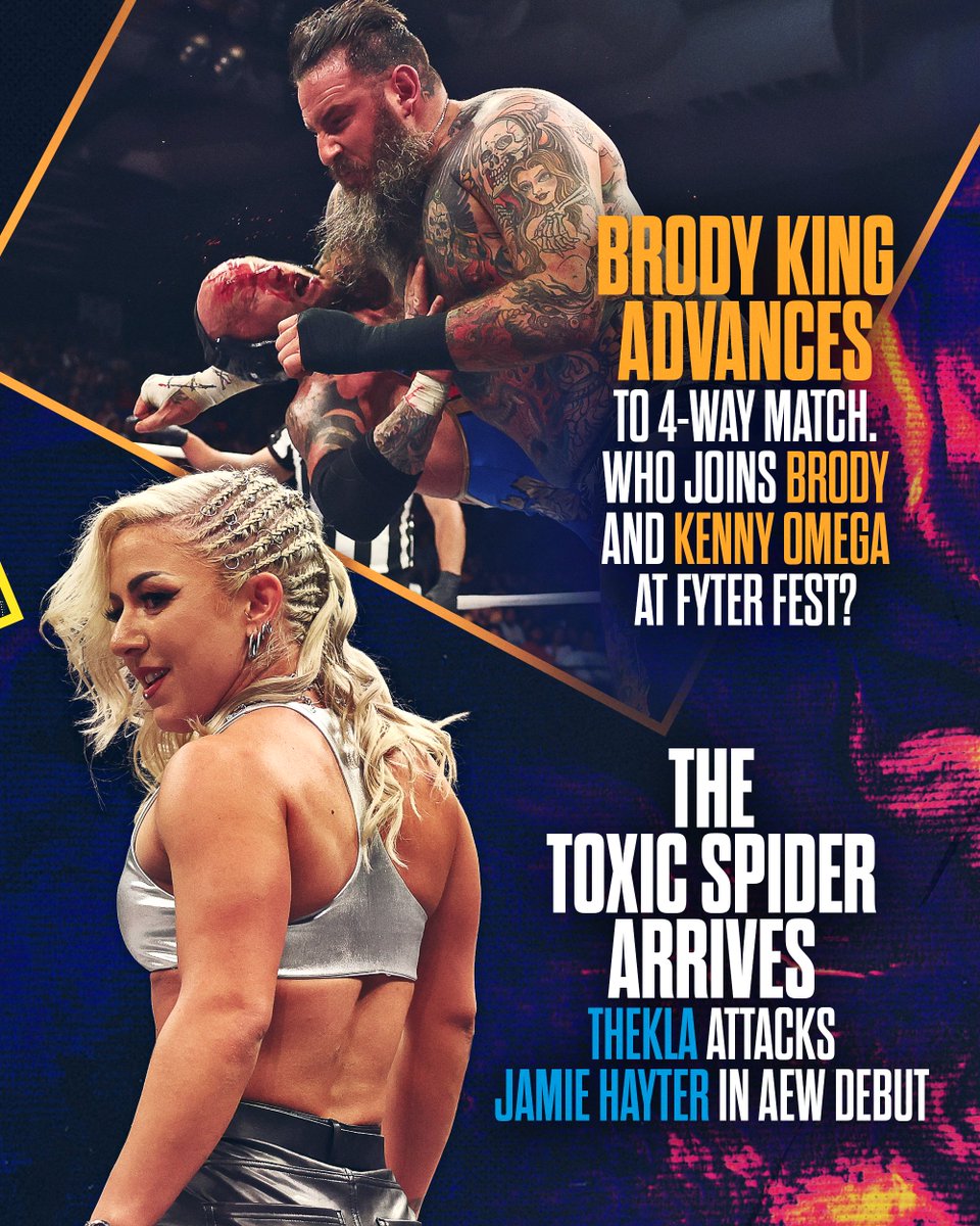 AEWonTV's tweet image. The road to #AEWAllInTexas kicked off with a lot for us to talk about!

What was your favorite moment from this week&apos;s #AEWDynamite available NOW on the TBS app or @SportsonMax