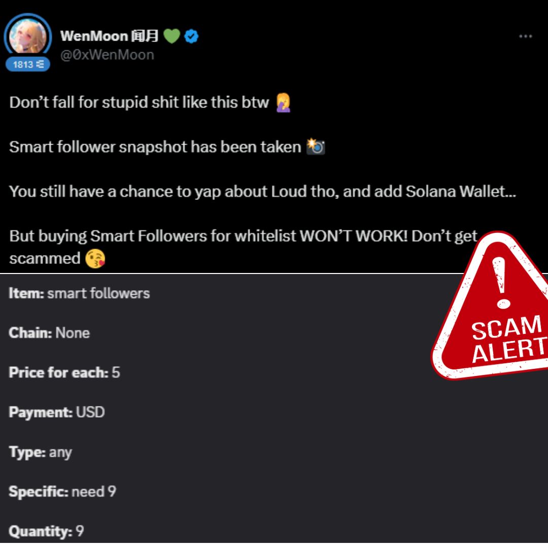 Remember, Smart follower snapshot has been taken 📸 
Data Confirmed by : <a href="/0xWenMoon/">WenMoon 闻月 💚</a> 
Don't get scammed. Stay safe

<a href="/stayloudio/">Loud!</a> It is freedom.

You can still make it into the top 1000

Good Luck Fam $LOUD

#NFTCommunity #NFT #Loudio