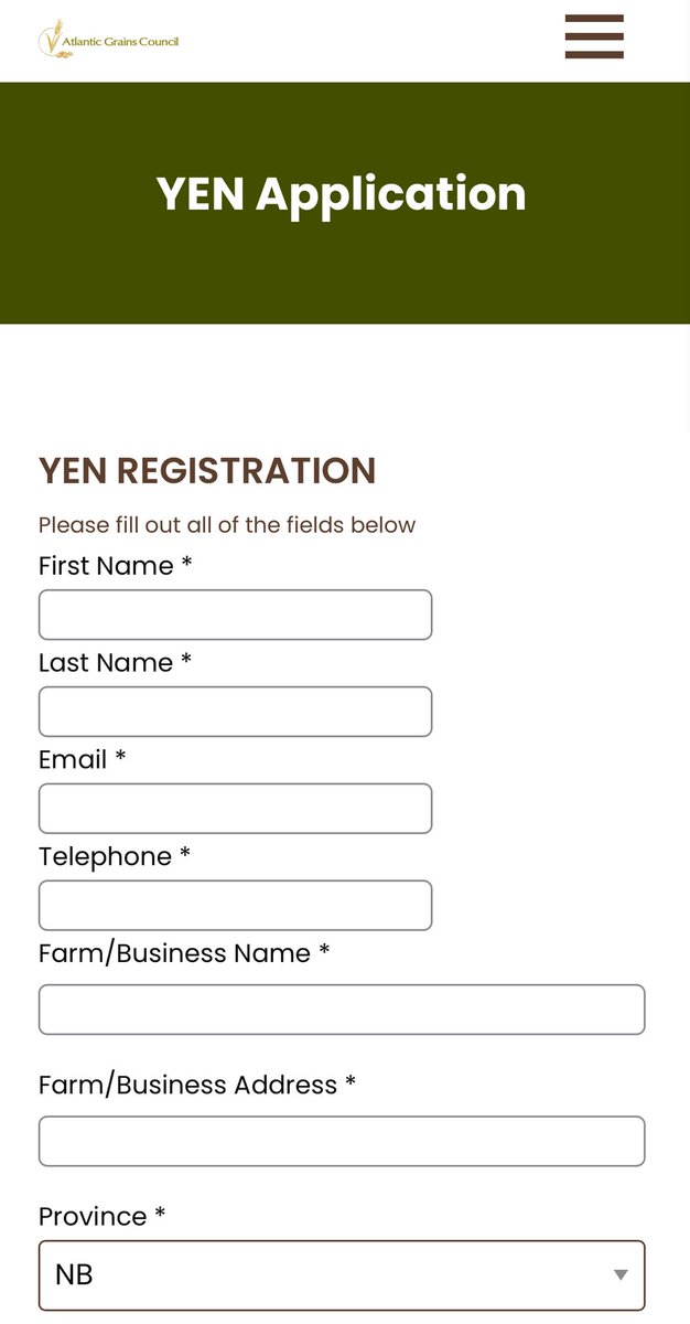 ⭐️YEN registration is available online! 

🔗 atlanticgrainscouncil.ca/yen-applicatio…

For more information, please contact:

NB: Dave Bell  
PEI: Steve Howatt
NS: Caitlin Congdon