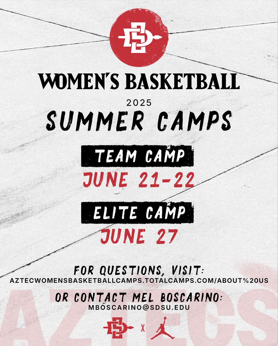 Join us this summer at one of our summer camps! For more information, visit …cwomensbasketballcamps.totalcamps.com/about%20us

#GoAztecs