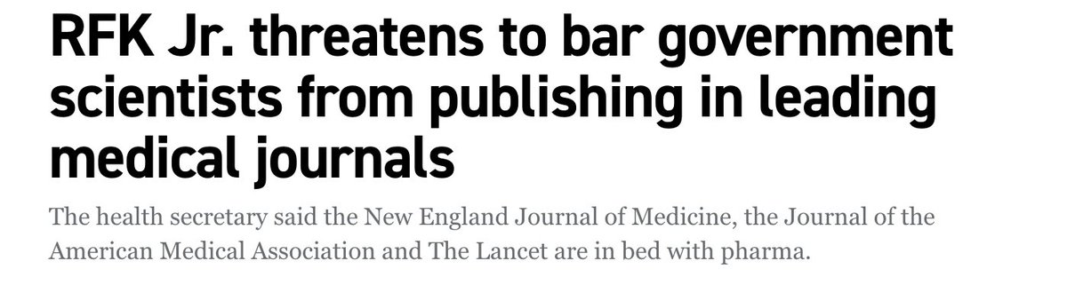 RFK Jr. has threatened to stop NIH scientists from publishing their research in influential medical journals.

What happened to supporting free speech???

Seems like this administration only cares about protecting speech that aligns with its own.