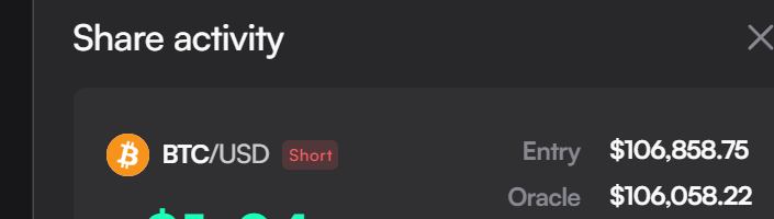 Currently at rank 4210+ on the <a href="/dydx/">dYdX</a> leaderboard. Putting it all on this BTC short