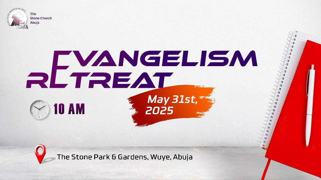 StoneChurchAbj's tweet photo. Soul winning is every believers responsibility. 
Join us this Saturday as we learn, train and discuss on Evangelism. 

"Why should I Preach the Gospel?"

"How can I preach the Gospel?"

"When and Where can I preach the Gospel?"

Join us at the Stone Parks and Garden, Wuye Abuja. https://t.co/2zgmdQ2LeO