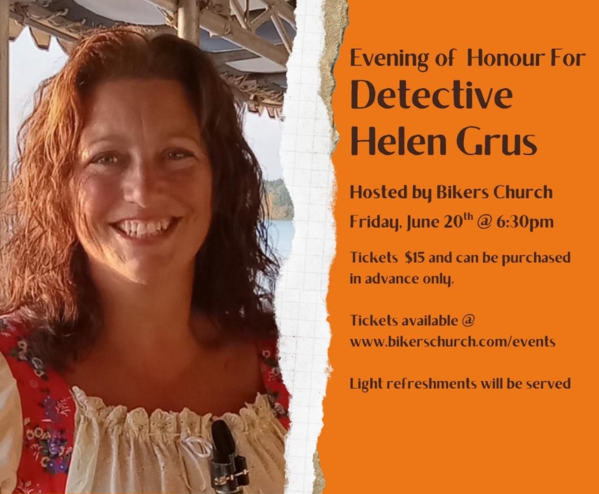 Please join us in celebrating Detective Helen Grus ! 
🍁She is a Canadian Hero and deserves our support 🍁
Get your tickets ⤵️