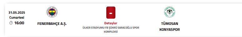 tribunGS's tweet image. 1 Haziran saat 19.00&apos;da oynanması planlanan Fenerbahçe-Konyaspor maçı, TFF tarafından 31 Mayıs Cumartesi günü saat 16.00’ya alındı.

Fenerbahçe taraftarları ise 31 Mayıs saat 13.00’te, o gün Ali Koç’u istifaya davet edecekleri bir yürüyüş organize etmişlerdi.

#YAPI