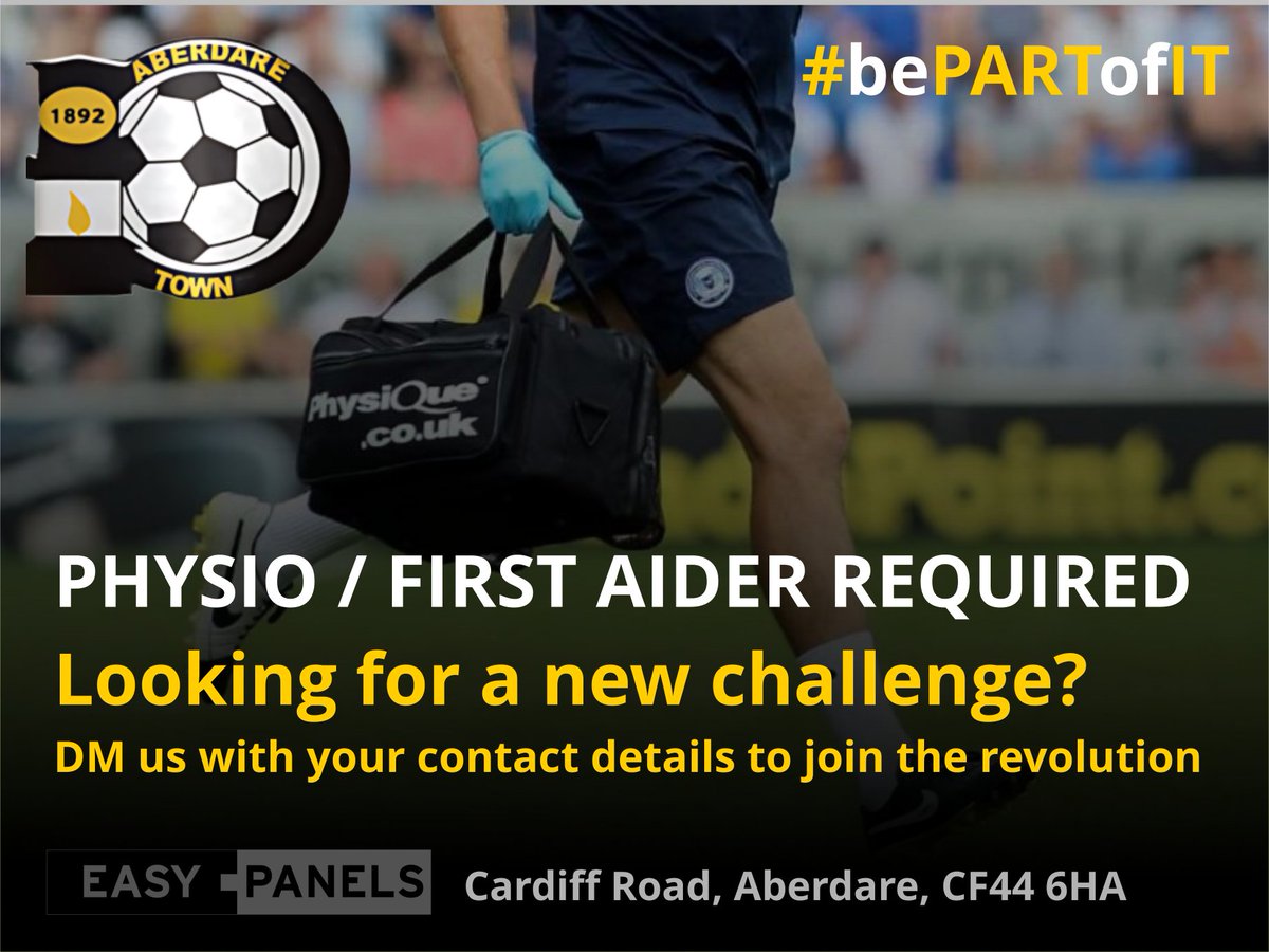 Physio / First Aider required...
We are looking to bring in somebody for our first team squad ahead of the new season.

DM us if you are intetested with your contact details and they will be passed onto the Manager.

#bePARTofIT