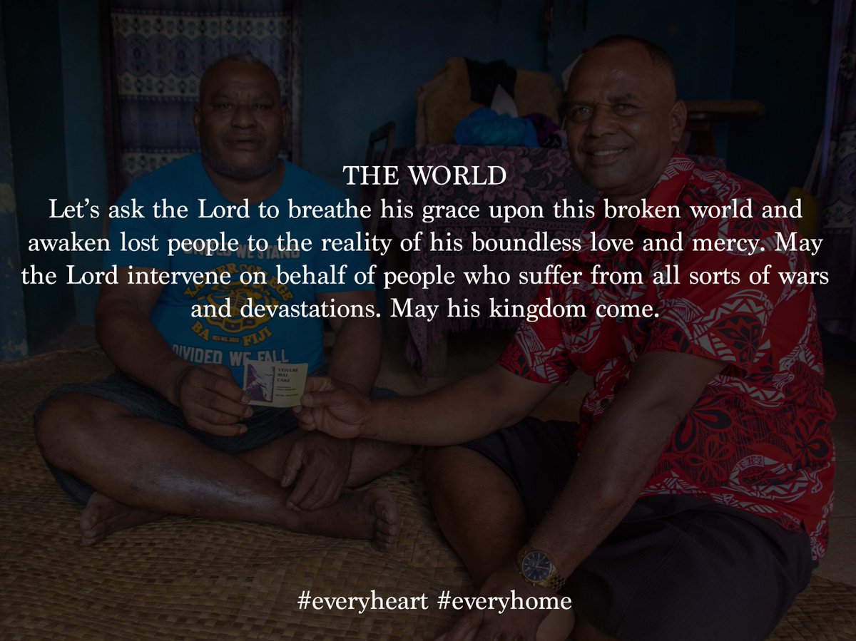 EveryHomeCanada's tweet photo. THE WORLD
Let’s ask the Lord to breathe his grace upon this broken world and awaken lost people to the reality of his boundless love and mercy. May the Lord intervene on behalf of people who suffer from all sorts of wars and devastations. May his kingdom come. #everyheart https://t.co/mzRKtUZyk0