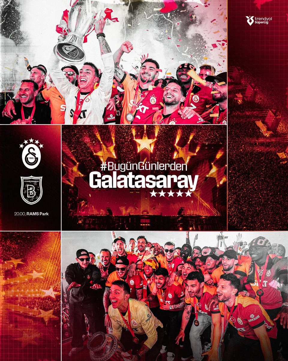 #BugünGünlerdenŞampiyonGALATASARAY 💪

🏆 Trendyol Süper Lig 2024-2025 Şamil Ekinci Sezonu
🗓️ 38. Hafta
⚽ RAMS Başakşehir
📆 30.05.2025
⏰ 20.00
🏟️ Ali Sami Yen Spor Kompleksi RAMS Park
📲 #GSvİBFK