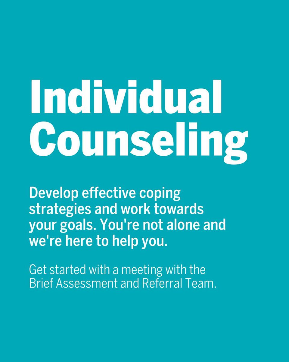 Healthyhorns's tweet image. Need support? The Counseling and Mental Health Center offers individual counseling to help you build coping skills and reach your goals. Get started with a meeting with the Brief Assessment and Referral Team.
Learn more: buff.ly/fWCVdhz