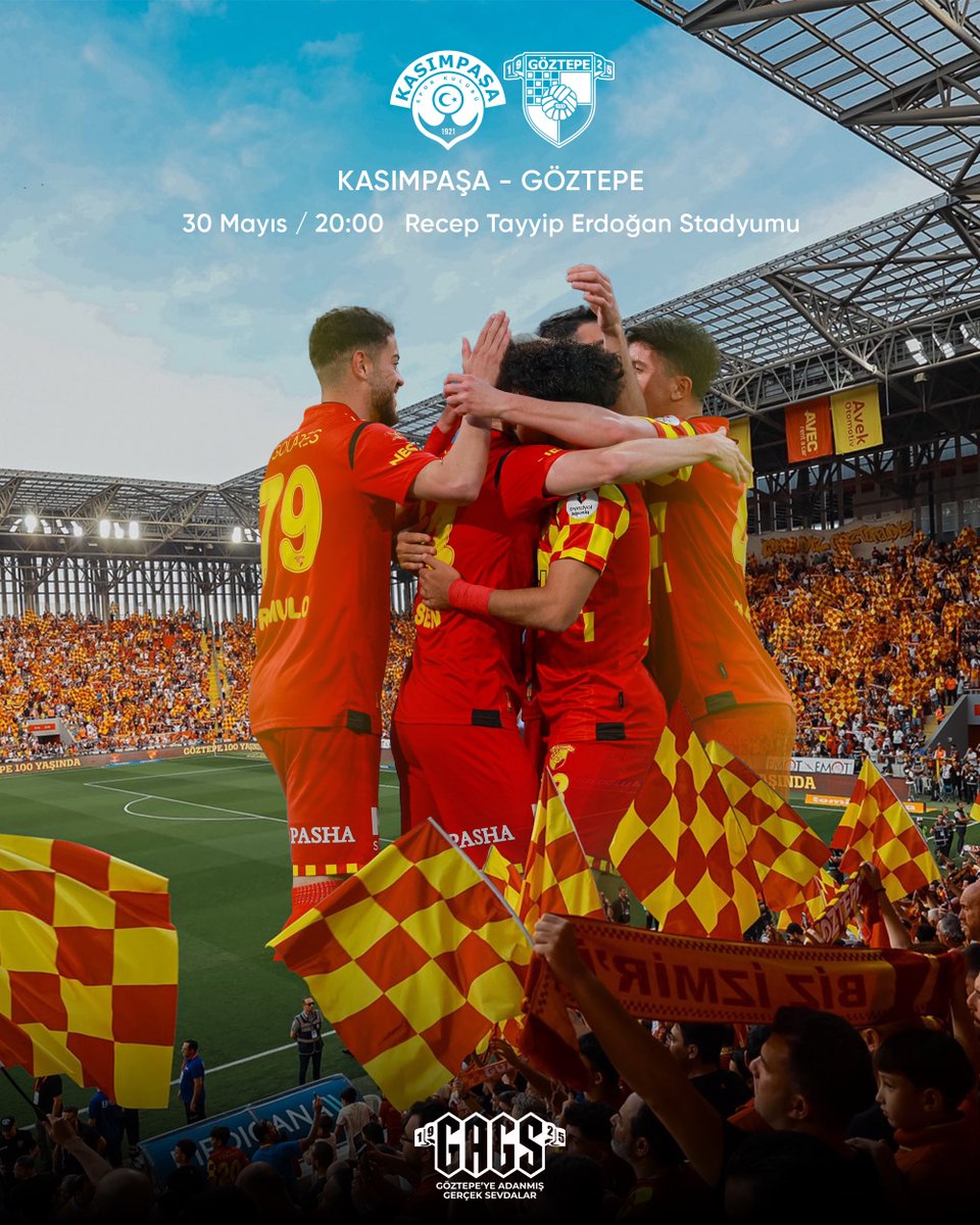 Göztepe’miz ligin son maçında Kasımpaşa karşısında💛❤️

🗓️ 30 Mayıs Cuma
🕣 20:00
🏟️ Recep Tayyip Erdoğan Stadyumu

#HaydiBastırŞanlıGöztepe #Göztepe #GAGS #Kasımpaşa