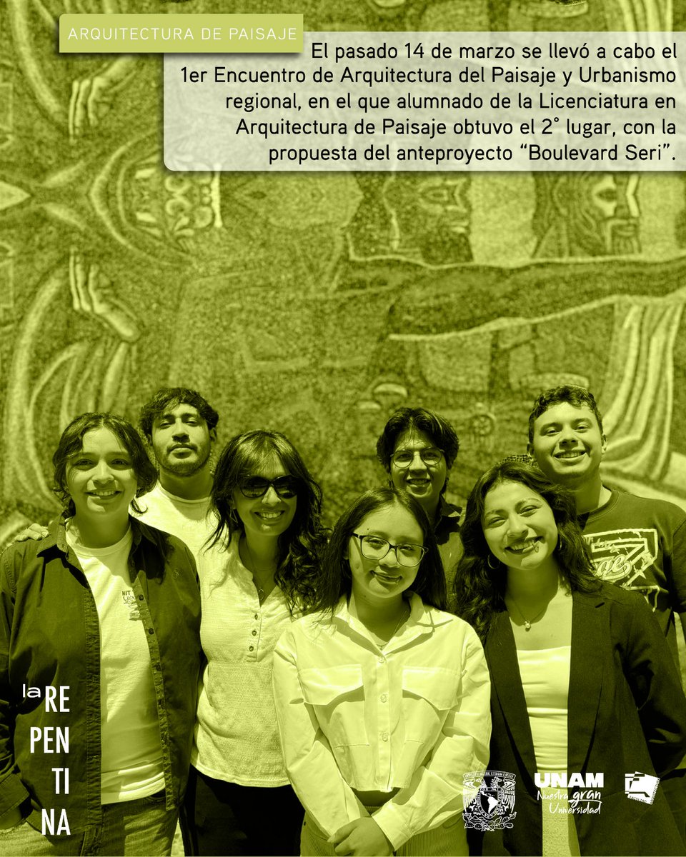 ✨Consulta la plataforma de La Repentina y descubre la sección de notas✨
"2º lugar en el 1er Encuentro de Arquitectura del Paisaje y Urbanismo Regional"

🔗Más información: larepentina.arquitectura.unam.mx/notas