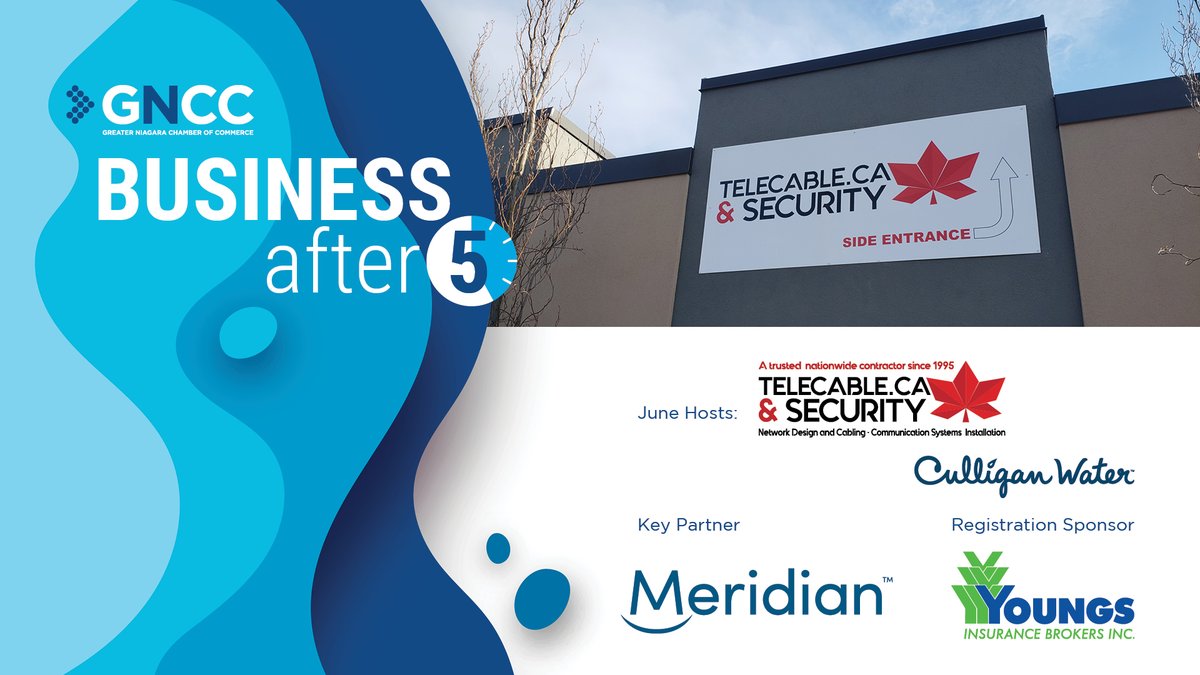 After work on June 3 = sorted ✅
Join us for #BusinessAfter5 at Telecable .ca &amp; Security and Culligan Water
📍 610 Welland Ave, St. Catharines
🕔 5–7 PM
Register:gncc.ca/events/events2…
#GNCC #NiagaraBusiness #Networking #SupportLocal