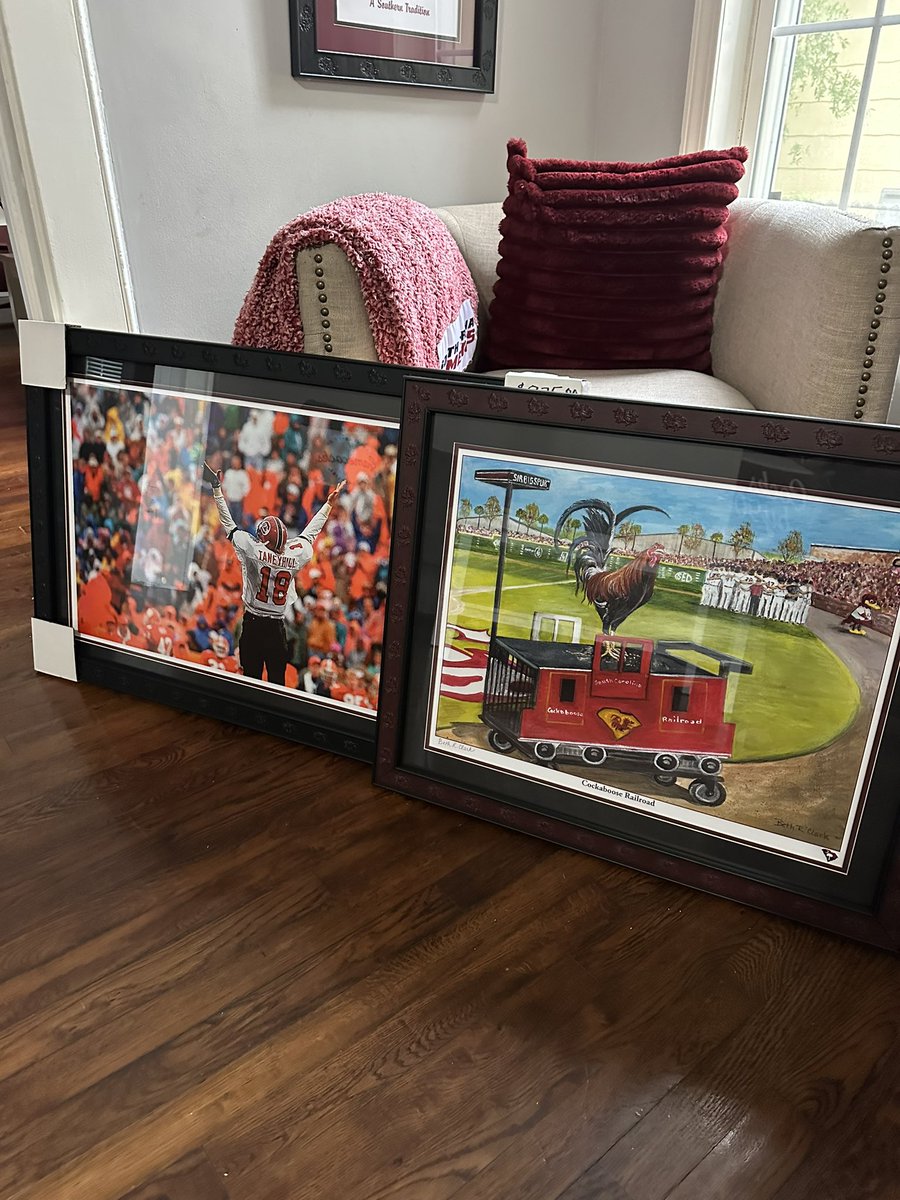 Couple new additions going up at The Cottage! 

Love me some <a href="/bethrclark2001/">Beth Clark</a> artwork!! Almost have every print she’s done at all my #CB90 Airbnb Spots! 

Also had to snag one of my man <a href="/coacht18/">steve taneyhill</a> beating that Tiger A$$! Maybe I’ll get lucky and have him sign it! 🤙🏼💯🐔🐔🐔🐔🐔🐔