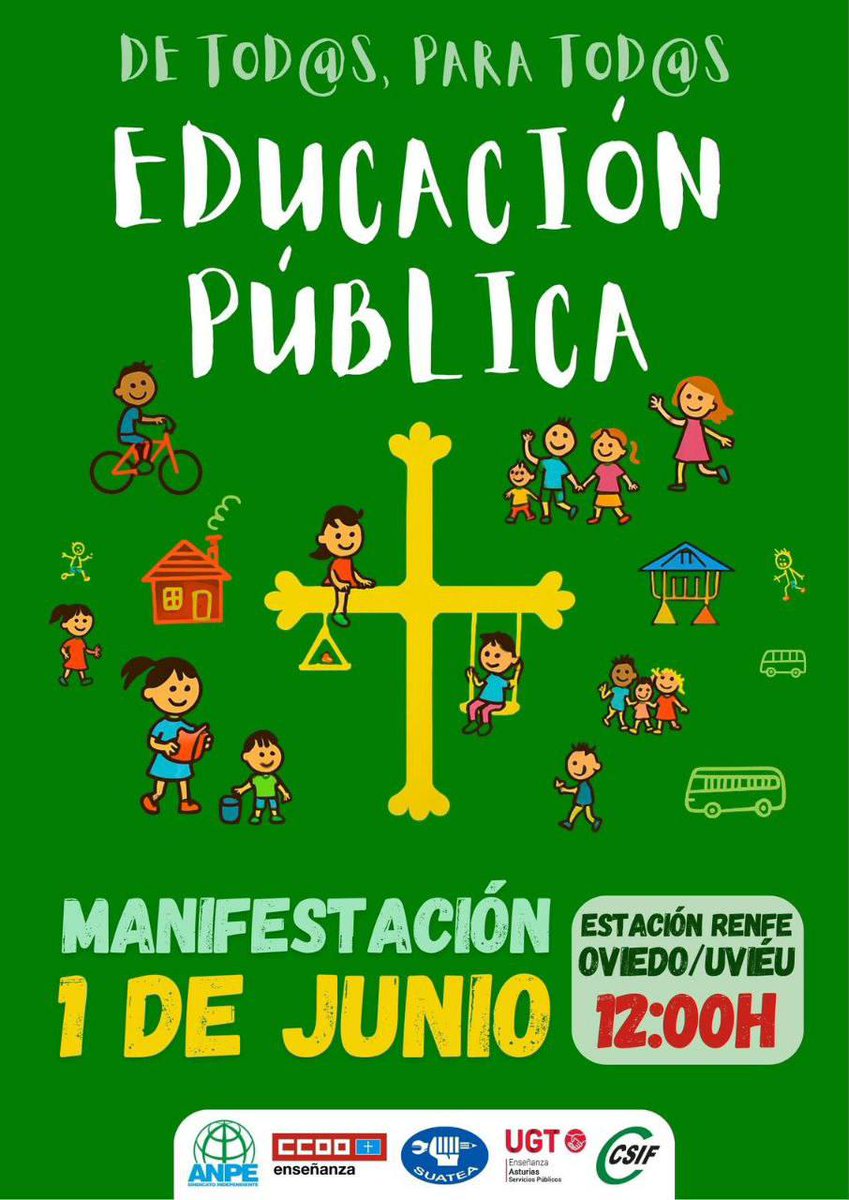 MANIFESTACIÓN por la Escuela Pública

🗓️Domingo, 1 de junio
 
⏰12:00 desde la Estación de Renfe de Uviéu
