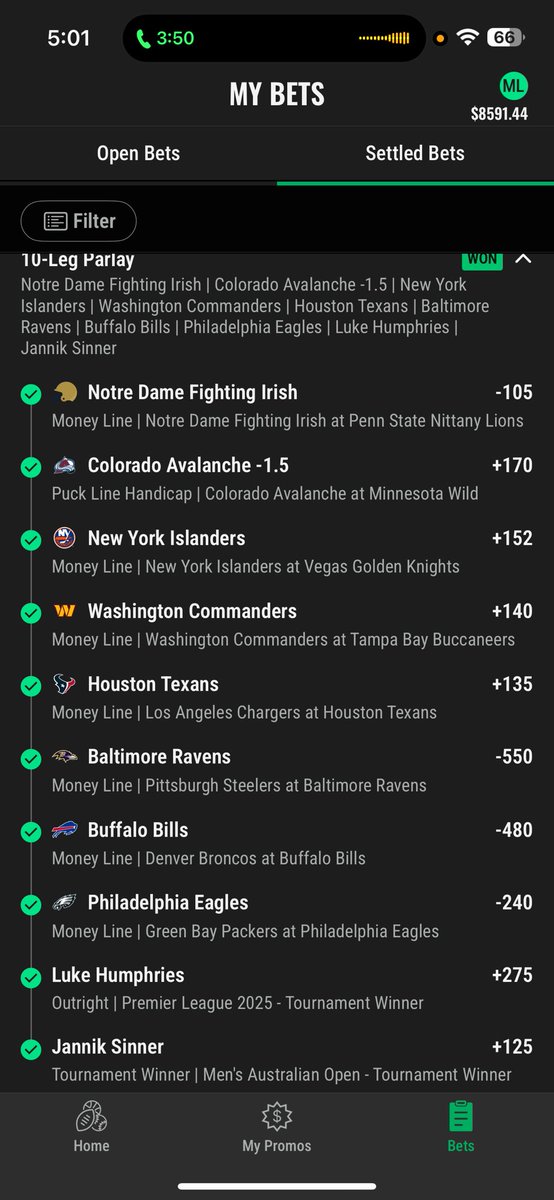 Darren Rovell (@darrenrovell) on Twitter photo This might be the most impressive 10-leg parlay of all time.
It just hit thanks to Luke Humphries winning a DARTS tournament.
College FB, NHL, NFL, Tennis and DARTS.
(H/T <a href="/TheBigLeebowski/">Michael Leboff</a>) This might be the most impressive 10-leg parlay of all time.
It just hit thanks to Luke Humphries winning a DARTS tournament.
College FB, NHL, NFL, Tennis and DARTS.
(H/T <a href="/TheBigLeebowski/">Michael Leboff</a>)