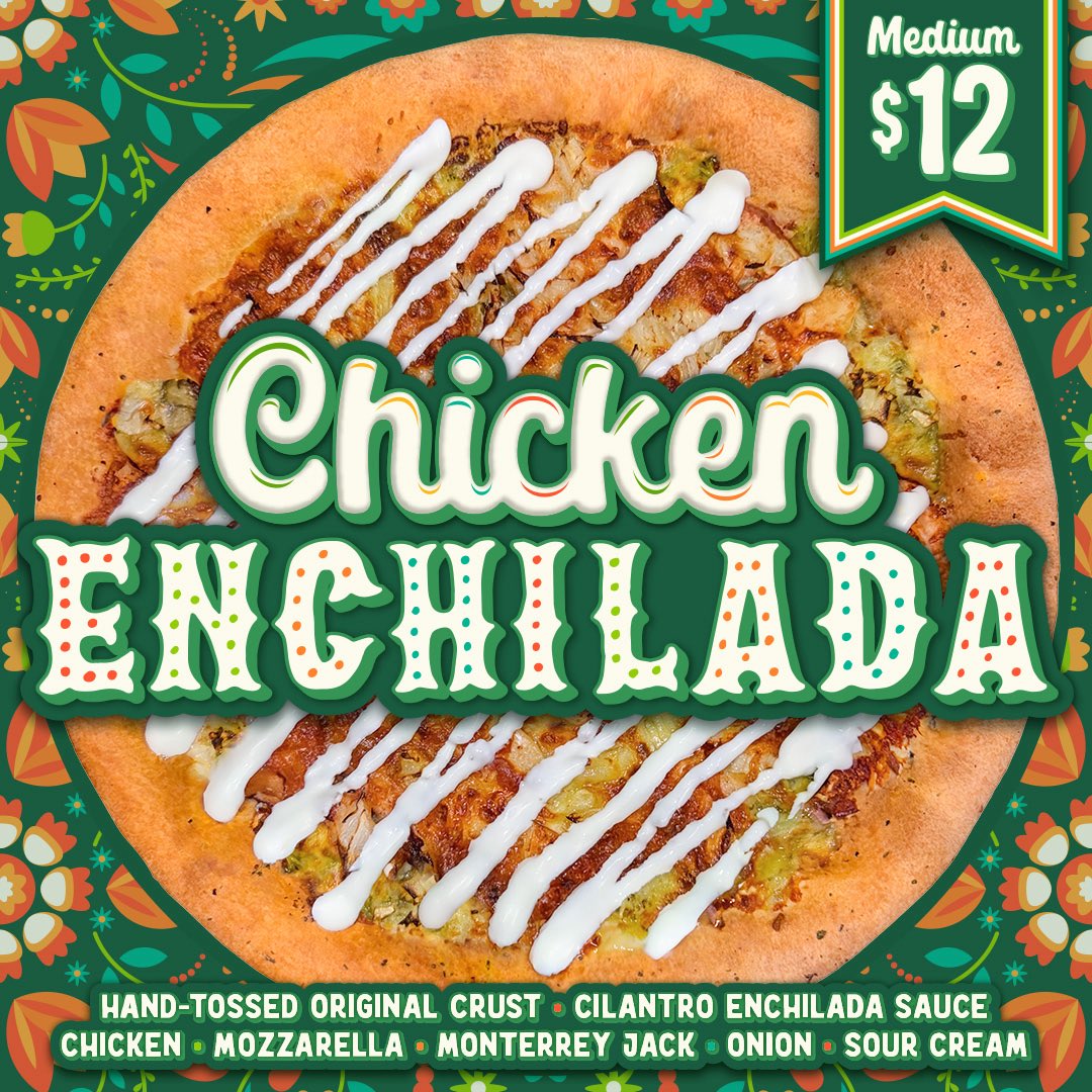 DoubleDaves's tweet photo. Time is running out - don’t forget to come try the Chicken Enchilada pizza before the end of the month or until supplies run out! 

#chickenenchilada #pizzaofthemonth #mayspecial https://t.co/raiguYsQrb