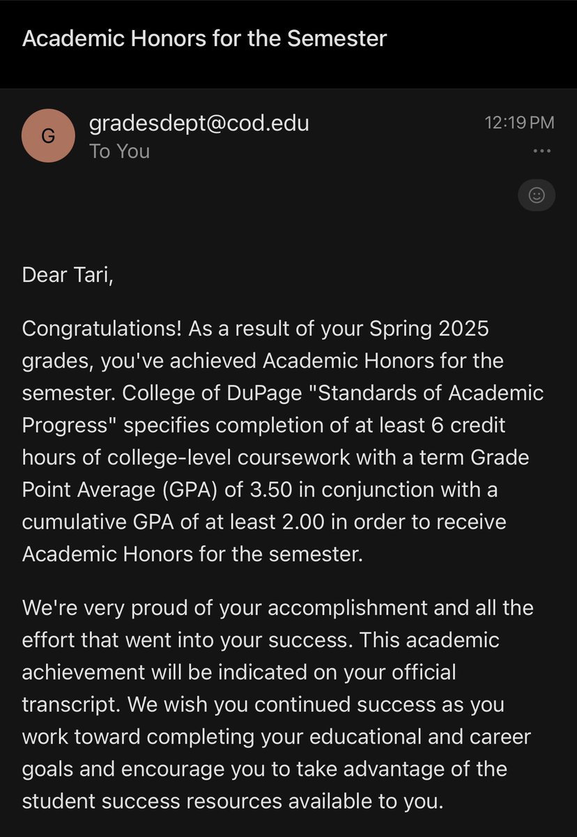 4.0 Spring semester GPA with academic honors