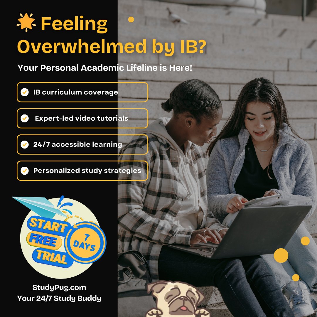 StudyPug's tweet photo. 🌟 Feeling Overwhelmed by IB?
Your Personal Academic Lifeline is Here!
StudyPug is your ultimate rescue mission!

🎉7-DAY FREE TRIAL to transform your IB journey!

#ibstudent  #studytips #studypug https://t.co/sHsi7WUSLm