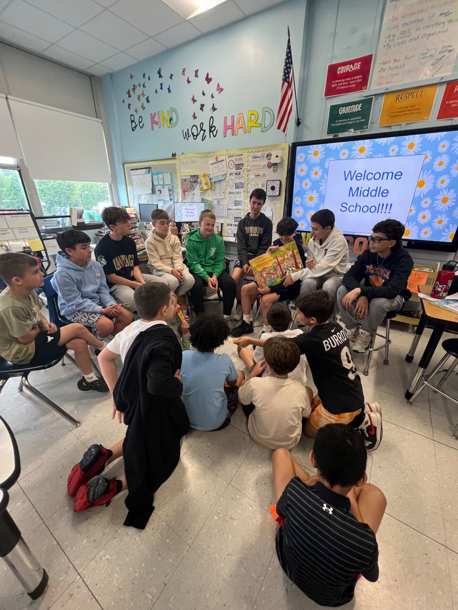 Thank you to Ms. Diesso and Ms. Hess’ class for hosting Ms. Schiebelhuth’s section 14 class; the two classes had partnered in February for World Read Aloud Day and reconnected this afternoon for an in-person session of shared reading.