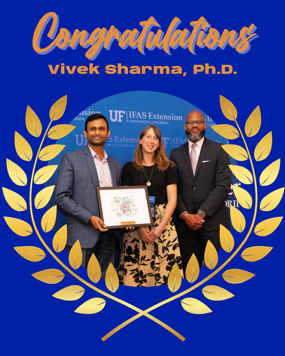 UF_ABE's tweet image. Congrats to ABE's Vivek Sharma for earning the 2025 Florida Association of Natural Resource Extension Professionals (FANREP) – Outstanding Extension Specialist Award.