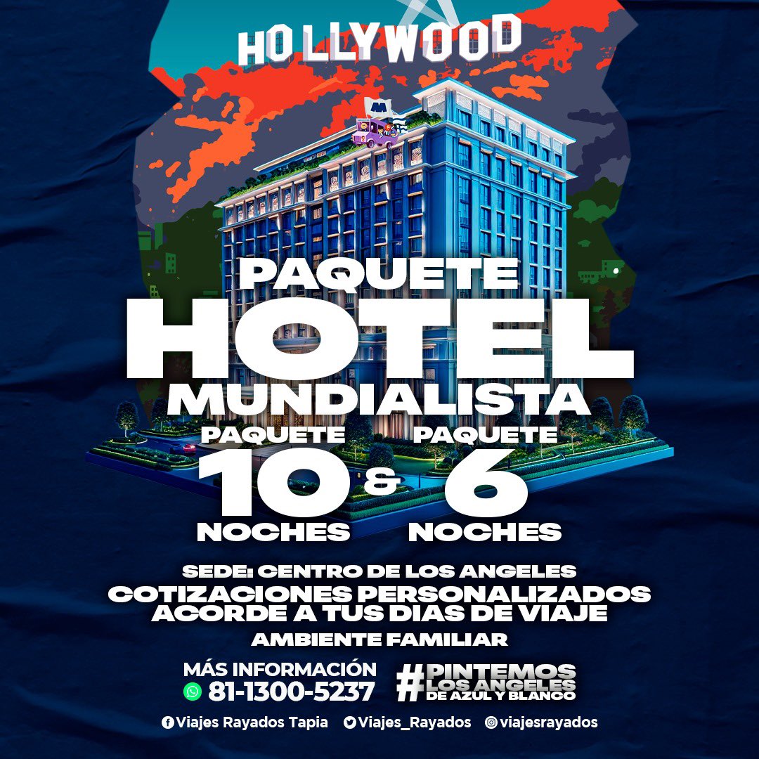 Viajes Rayados Tapia (@viajes_rayados) on Twitter photo ยฟ๐จ๐๐ ๐๐ ๐๐๐๐๐๐ ๐๐๐๐๐ ๐๐๐๐ ๐๐ #FIFACWC?
๐รnete al grupo familiar con mรกs de 130 aficionados Rayados de ๐ฒ๐ฝ y ๐บ๐ธ
๐จHotel con alberca y con facilidad de movilidad en transporte
๐ฒ ๏ฟผ ๏ฟผ๏ฟผ๏ฟผ๏ฟผ๏ฟผ ๏ฟผ๏ฟผ81 1300 5237
bit.ly/WhatsAppViajesโฆ
#MonterreyAnteElMundo๐ตโช๏ธ ยฟ๐จ๐๐ ๐๐ ๐๐๐๐๐๐ ๐๐๐๐๐ ๐๐๐๐ ๐๐ #FIFACWC?
๐รnete al grupo familiar con mรกs de 130 aficionados Rayados de ๐ฒ๐ฝ y ๐บ๐ธ
๐จHotel con alberca y con facilidad de movilidad en transporte
๐ฒ ๏ฟผ ๏ฟผ๏ฟผ๏ฟผ๏ฟผ๏ฟผ ๏ฟผ๏ฟผ81 1300 5237
bit.ly/WhatsAppViajesโฆ
#MonterreyAnteElMundo๐ตโช๏ธ