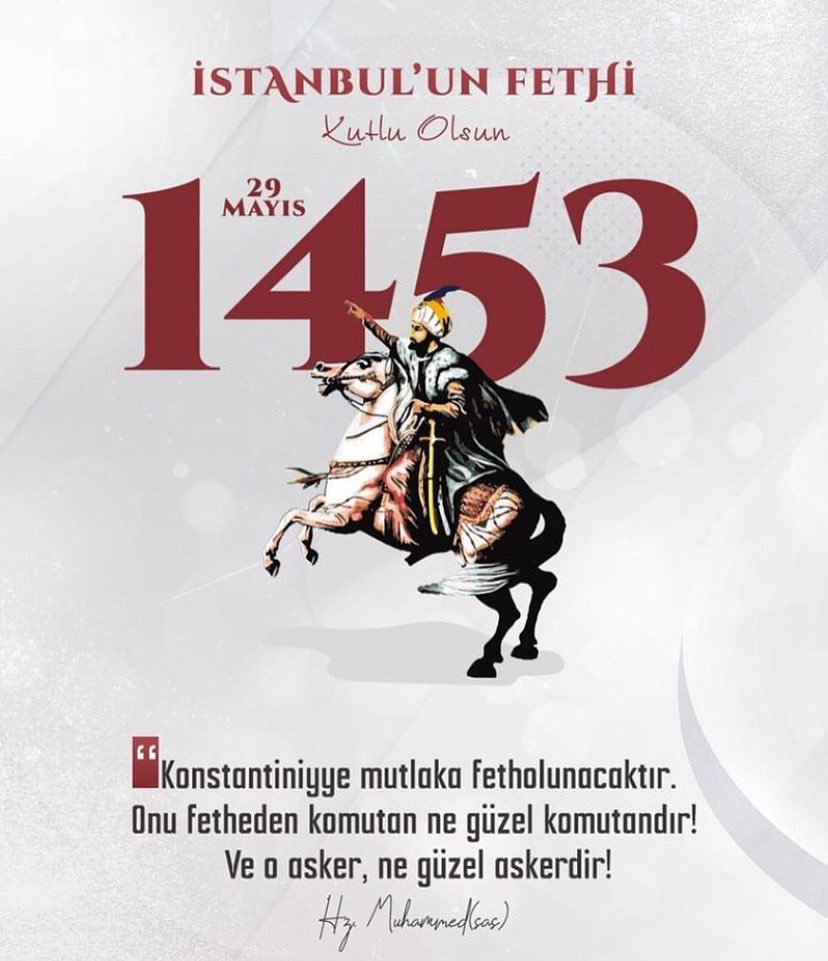 SehitSevim's tweet photo. Tarihin en muhteşem zaferlerinden biri olan, bir çağ kapatıp bir başka çağ açan İstanbul’un Fethi’nin 572. yıl dönümü kutlu olsun.

#istanbulunfethikutluolsun #fetih1453 #fatihsultanmehmet #aiohl #29Mayıs #fetih #kağıthane #haber https://t.co/OmOGdzSzZ2