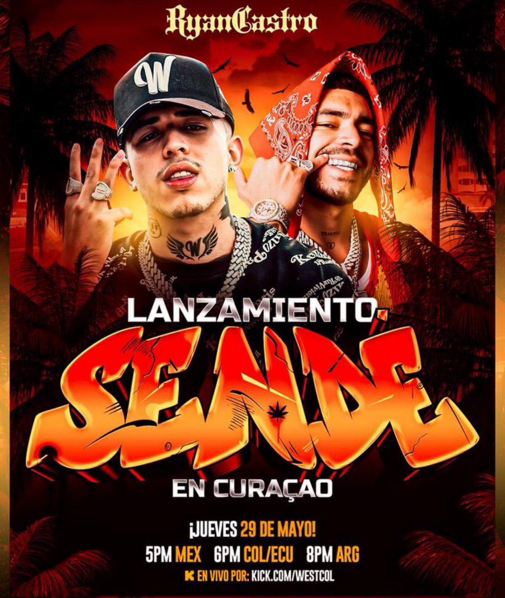 "Westcol"
Porque hoy es el lanzamiento de SENDE con Ryan Castro.

WESTCOL X RYAN CASTRO X SENDE