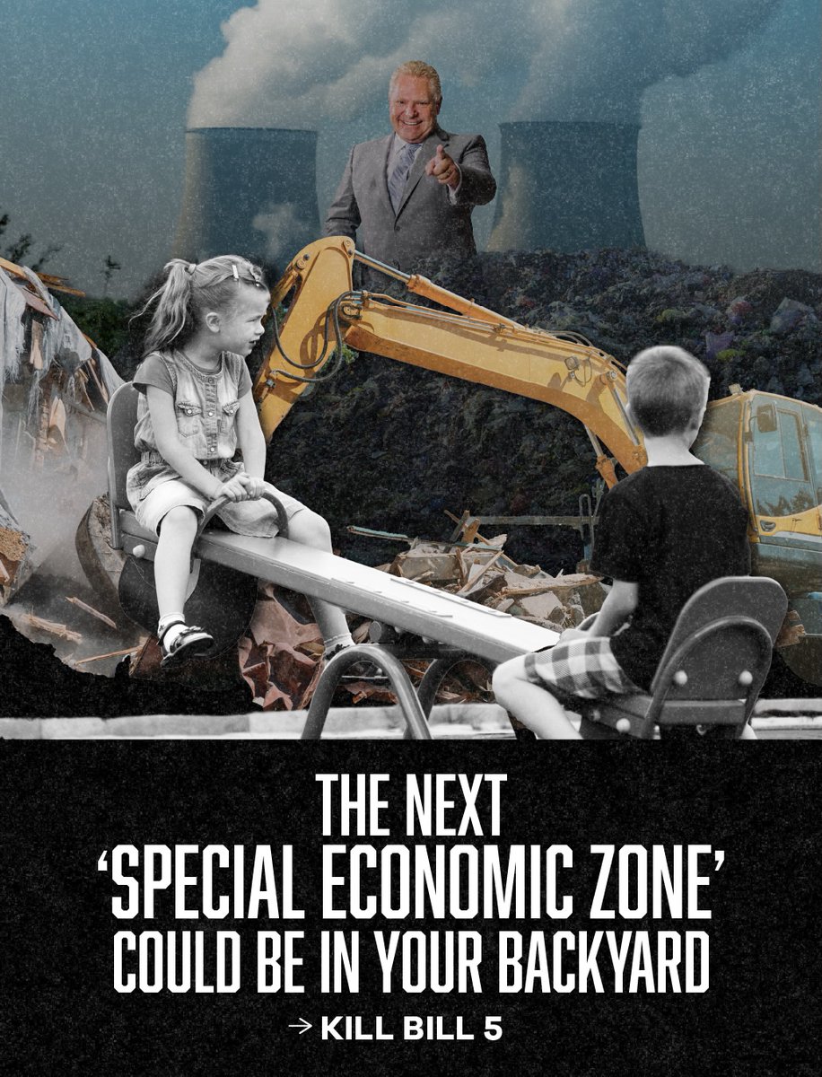 Think it won’t happen in your backyard? Ask Dresden—where Ford forced through a garbage dump expansion no one wanted.

His bill lets him declare any town a “Special Economic Zone”—code for: toxic dump, incinerator, or worse.

No notice. No consultation. No say.

#onpoli