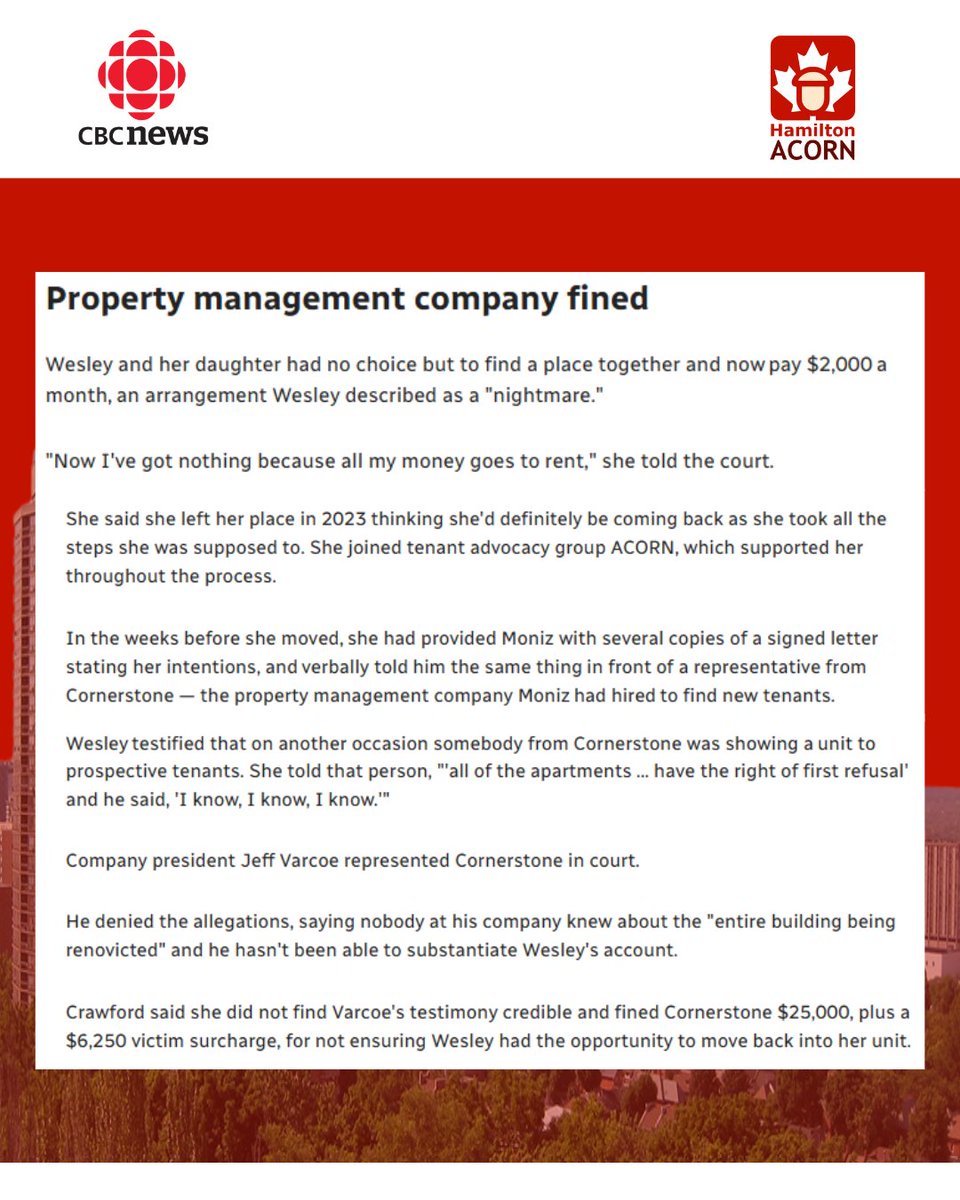 📢 BREAKING MEDIA UPDATE!!

Not only has the Hamilton Spectator covered the precedent-setting case against Jevin Moniz who was fined $100,000 for denying four tenants their right to return after renovations, but CBC News has also released their own media coverage!