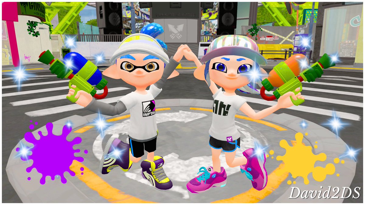 NewDavid2DSXL's tweet image. Happy 10th anniversary of Splatoon🎉+ a poster with my bestie @Tx_BlueIvy 🤗✨💙