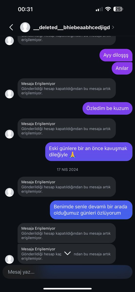 En azından  konuşmalarımızı okuyordum onlarda gitmiş.. 
Beni gördüğünü duyduğunu biliyorum seni çok özledim Diloşum deli kızım.