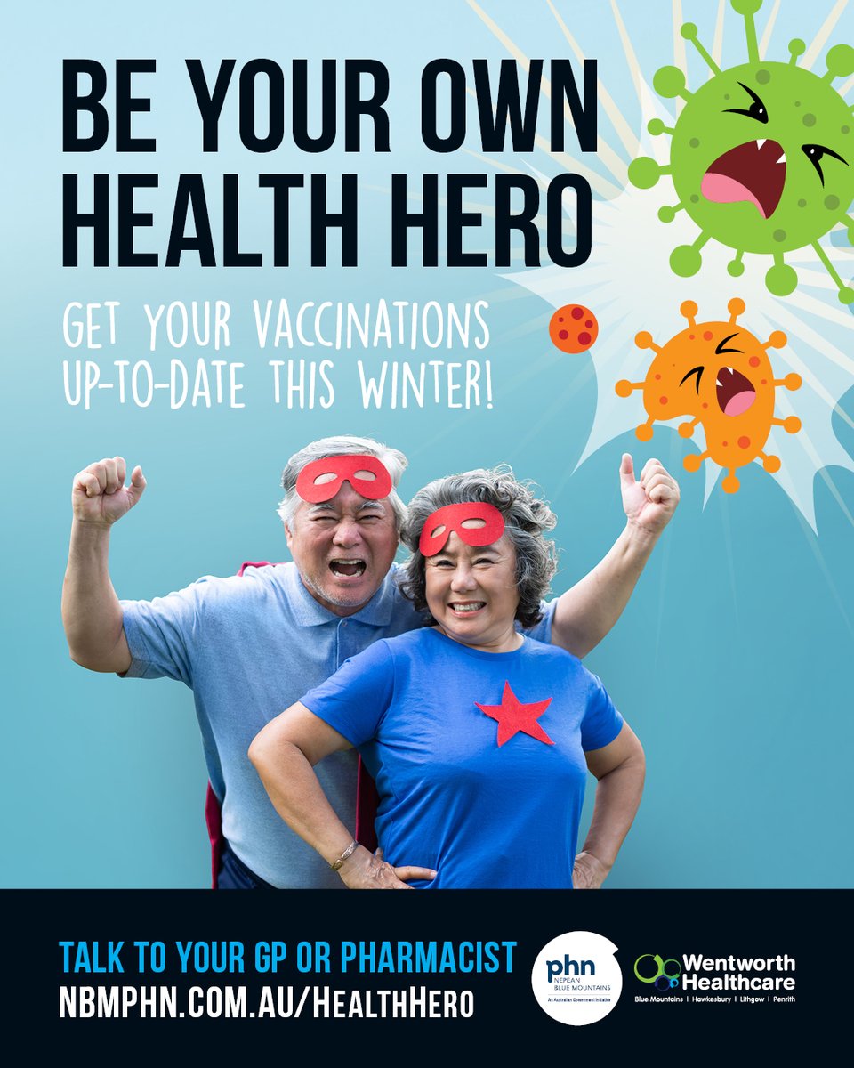 As winter approaches and cases of the flu increase, it's important to protect yourself and your family. Be a Health Hero – get your winter vaccinations up-to-date as soon as possible.
📲 Visit nbmphn.com.au/healthhero for more information