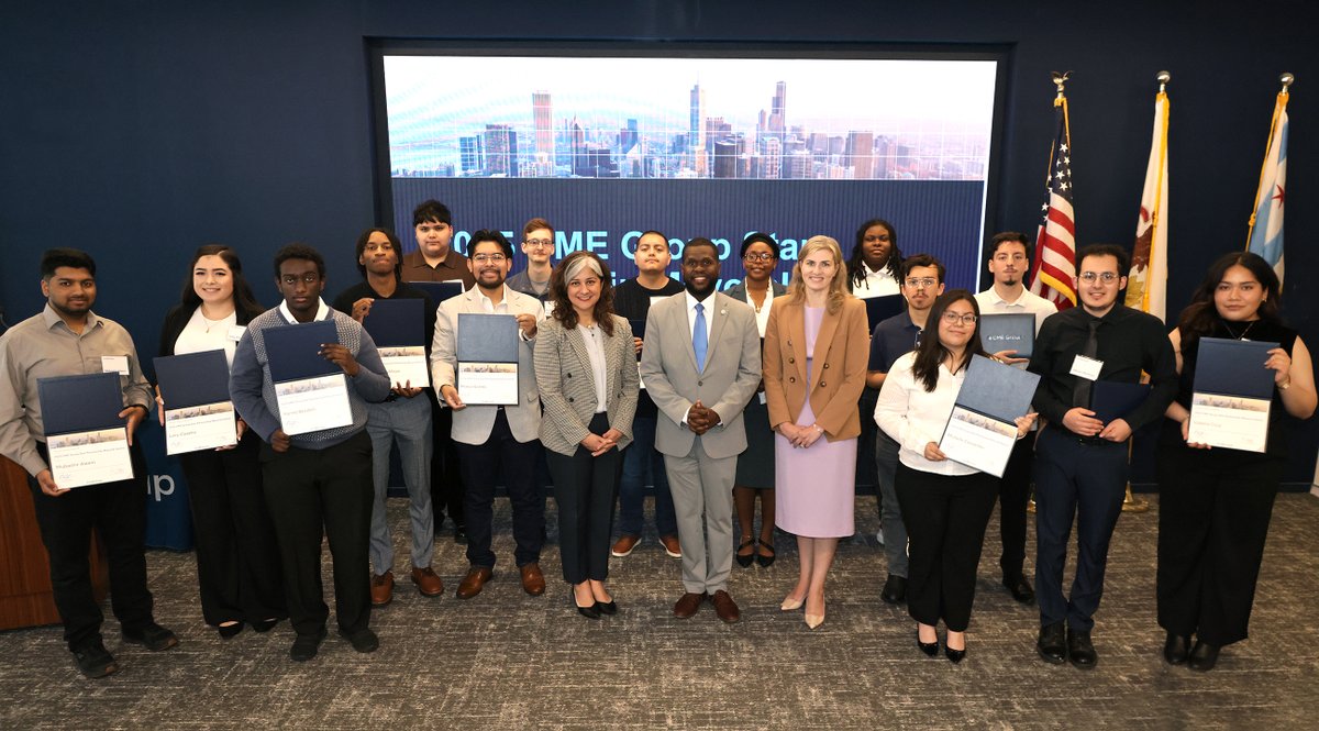 CME Group (@cmegroup) on Twitter photo A bright future for Chicago’s brightest minds! Our President and CFO Lynne Fitzpatrick presented 25 outstanding <a href="/ChiCityColleges/">City Colleges of Chicago</a> graduates with the 2025 CME Group Star Partnership Mayoral Award. Each recipient will receive a $5,000 scholarship from CME Group as they pursue their A bright future for Chicago’s brightest minds! Our President and CFO Lynne Fitzpatrick presented 25 outstanding <a href="/ChiCityColleges/">City Colleges of Chicago</a> graduates with the 2025 CME Group Star Partnership Mayoral Award. Each recipient will receive a $5,000 scholarship from CME Group as they pursue their