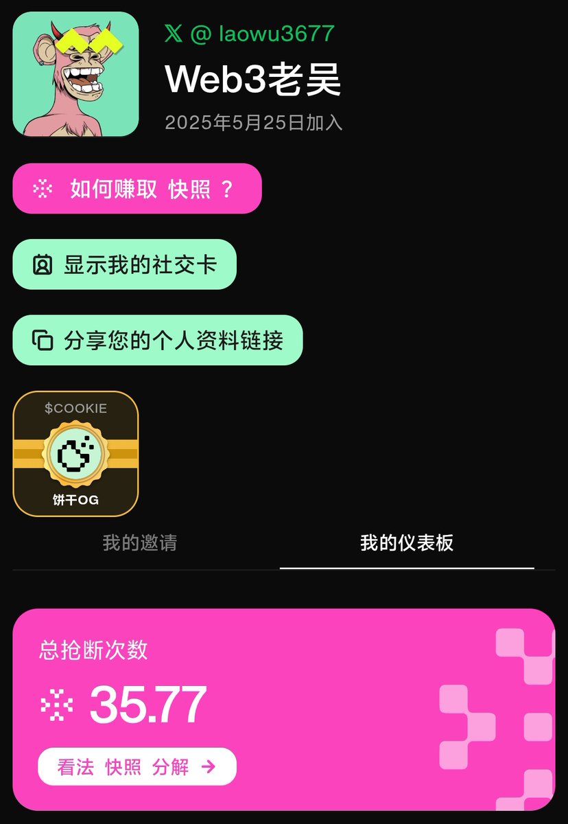 laowu3677's tweet photo. 昨天睡得非常早,起来上个厕所看见 #COOKIE 官方发推文说 发放了很多OG身份 我的OG身份回来啦!
但是分数提的并不多还是需要努力的,今天目标10分 家人们让我们互动起来吧
还没有参与不用担心 现在也只是项目早期 完全有机会的 很多大佬还没有开始卷
个人感觉 #COOKIE 的第一个项目 #Sprak 项目表现绝对不会让我们失望
这是个 MakerDAO 生态的新借贷协议,管理流动性高达 26 亿美元,年收入超 1.6 亿美金,目前已有 5000人参与!
背后还有 @a16z、@paradigm 等顶级机构撑腰,空投潜力非常明朗 @sparkfinance
#SNAPS #Spark #SparkFi