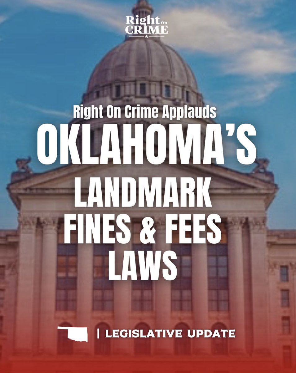 Right On Crime applauds Governor Kevin Stitt and the Oklahoma Legislature for enacting two landmark fines and fees laws. 
House Bill 1460 eliminates six ineffective court fees that often keep individuals trapped in a cycle of debt and incarceration, and House Bill 1462 gives