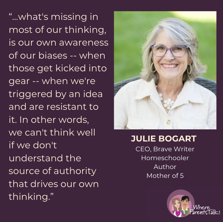 WhereParentsTalk.com (@parents_talk) on Twitter photo âWe canât think well if we donât understand the source of authority that drives our own thinkingâ
<a href="/bravewriter/">Julie Bogart</a>, mom of 5, author of 'Raising Critical Thinkers' on how families can build real critical thinking skills in kids, with @liannecastelino
buff.ly/ECmjzMe âWe canât think well if we donât understand the source of authority that drives our own thinkingâ
<a href="/bravewriter/">Julie Bogart</a>, mom of 5, author of 'Raising Critical Thinkers' on how families can build real critical thinking skills in kids, with @liannecastelino
buff.ly/ECmjzMe