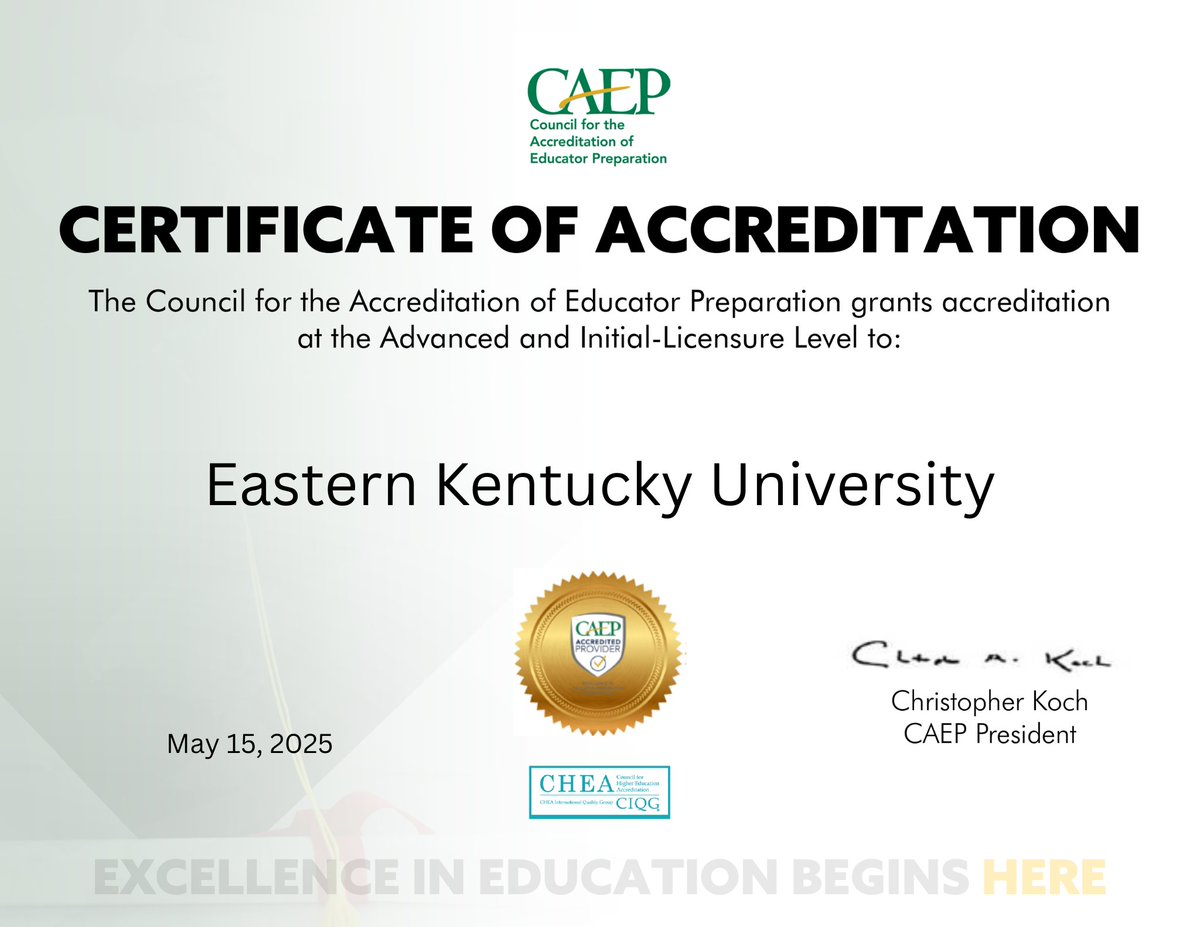 CAEP (@caepupdates) on Twitter photo Congratulations to <a href="/aamuedu/">Alabama A&M University</a>, <a href="/ArkansasState/">Arkansas State</a>, and <a href="/eku/">EKU</a>! When an institution or specialized program is accredited, it has demonstrated that it meets standards set by organizations representing the academic community, professionals, and other stakeholders. Congratulations to <a href="/aamuedu/">Alabama A&M University</a>, <a href="/ArkansasState/">Arkansas State</a>, and <a href="/eku/">EKU</a>! When an institution or specialized program is accredited, it has demonstrated that it meets standards set by organizations representing the academic community, professionals, and other stakeholders.