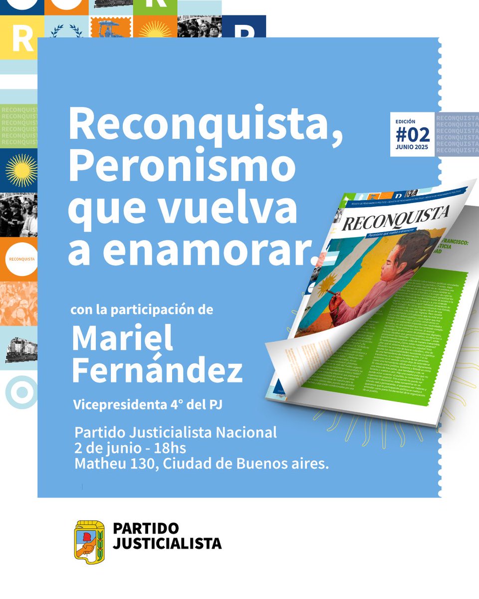 El próximo lunes en la sede del PJ Nacional se presenta la revista “Reconquista, peronismo que vuelva a enamorar”.

Una iniciativa de <a href="/marielfmoreno1/">Mariel Fernández</a> para promover el encuentro de la militancia del campo nacional y popular y aportar al debate cotidiano sobre temas sociales,