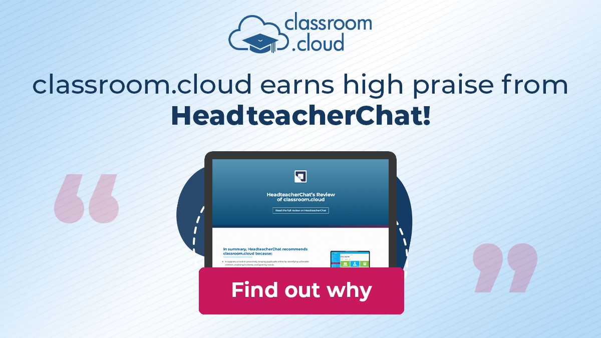 classroom.cloud (@classroomcloud_) on Twitter photo "Outstanding flexibility, ease of use & versatility!" ✨ <a href="/Headteacherchat/">HeadteacherChat</a> highly recommends us as the 3-in-1 solution for classroom management, #safeguarding & IT management. See why they love it!🔗 Read the full review: buff.ly/P8rFHaE
#ClassroomManagement #EdTechReview "Outstanding flexibility, ease of use & versatility!" ✨ <a href="/Headteacherchat/">HeadteacherChat</a> highly recommends us as the 3-in-1 solution for classroom management, #safeguarding & IT management. See why they love it!🔗 Read the full review: buff.ly/P8rFHaE
#ClassroomManagement #EdTechReview