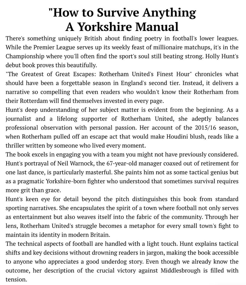 Holly Hunt (@hollyhunt10) on Twitter photo π¨ For a limited time only, Amazon are offering more than 30% off my new book about <a href="/RotherhamUnited/">Rotherham United</a>, The Greatest of Great Escapes.
Been overwhelmed by some of the feedback but hopefully this review from <a href="/S0CCERBOOKS/">SOCCER BOOKS NEXT & LAST 90 DAYS PLUS</a> will convince you!
π: amzn.eu/d/hPaJwGP π¨ For a limited time only, Amazon are offering more than 30% off my new book about <a href="/RotherhamUnited/">Rotherham United</a>, The Greatest of Great Escapes.
Been overwhelmed by some of the feedback but hopefully this review from <a href="/S0CCERBOOKS/">SOCCER BOOKS NEXT & LAST 90 DAYS PLUS</a> will convince you!
π: amzn.eu/d/hPaJwGP