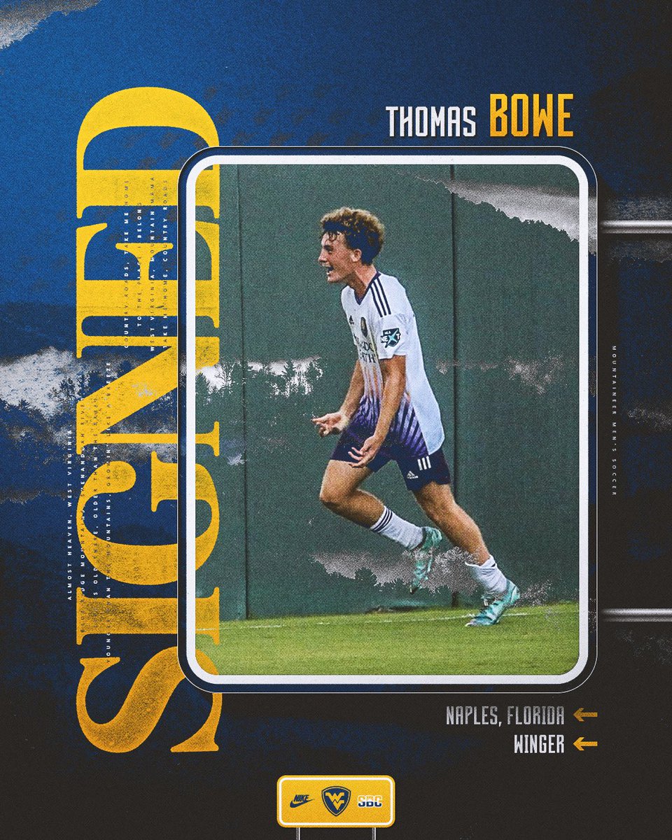𝓢𝓲𝓰𝓷𝓮𝓭 ✍️ 

Welcome to Morgantown, Thomas!

#HailWV