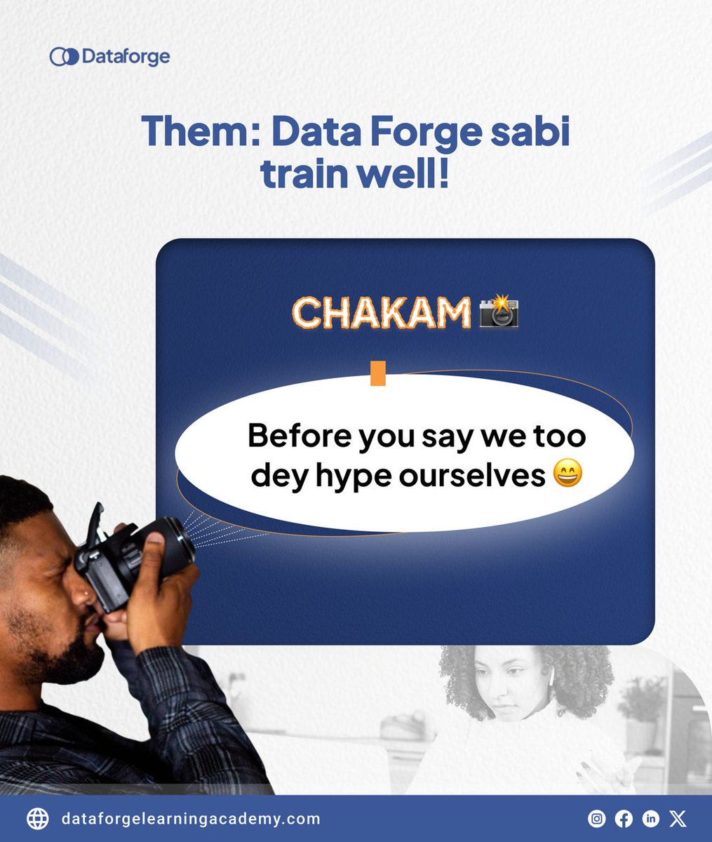 DataForge_LA's tweet image. Them: “Learning tech with DataForge is so easy.”
Chakam📸
Before you say na hear-say we dey stress you.

Them: “DataForge sabi train
🔗 Register now: tinyurl.com/mryt9d2d
#Chakam #DataForgeAfrica #TechForAfrica #SalaryWeek #NaijaTechies #OnlineLearning #LearnTech #CareerGrowth