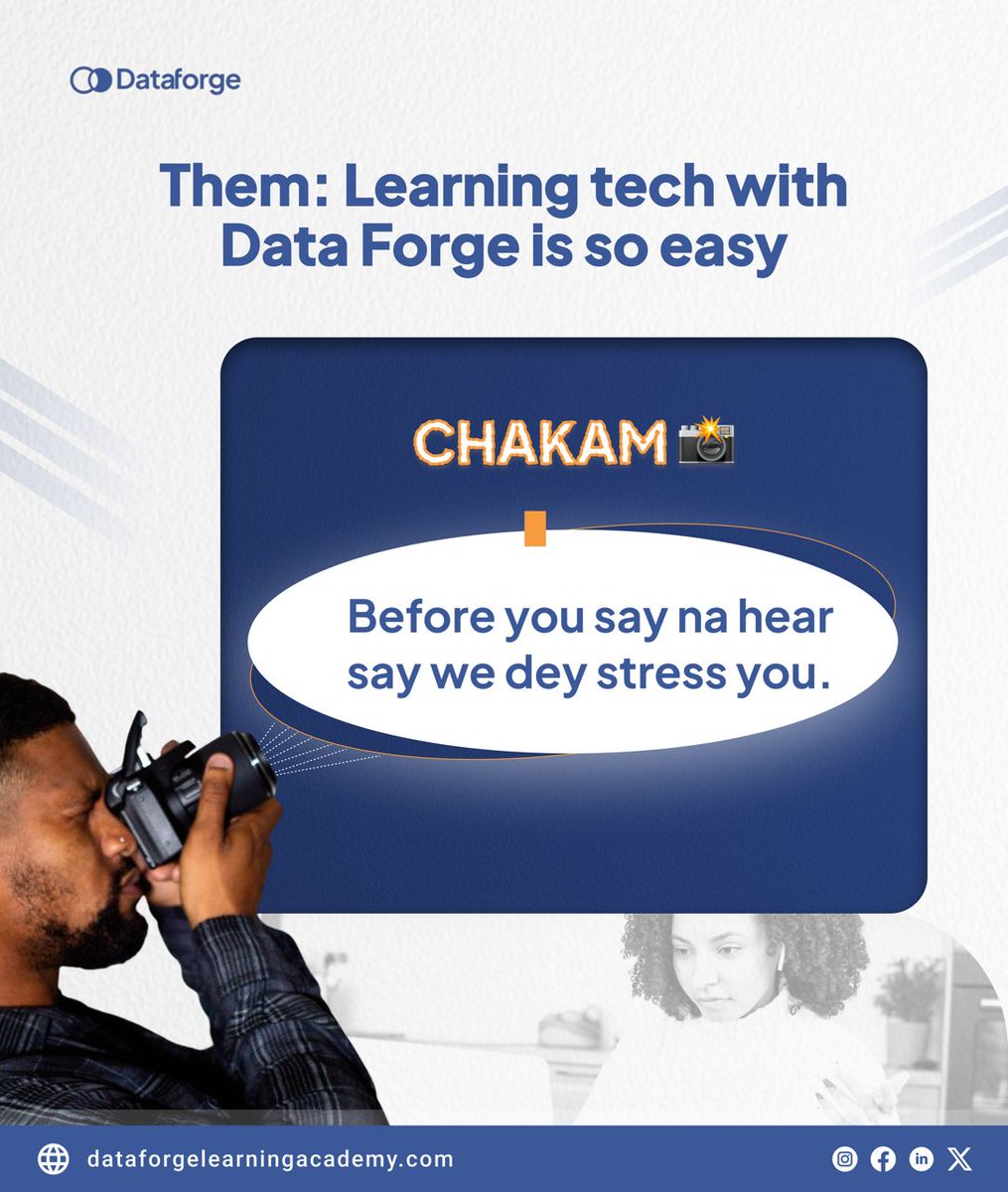 DataForge_LA's tweet image. Them: “Learning tech with DataForge is so easy.”
Chakam📸
Before you say na hear-say we dey stress you.

Them: “DataForge sabi train
🔗 Register now: tinyurl.com/mryt9d2d
#Chakam #DataForgeAfrica #TechForAfrica #SalaryWeek #NaijaTechies #OnlineLearning #LearnTech #CareerGrowth