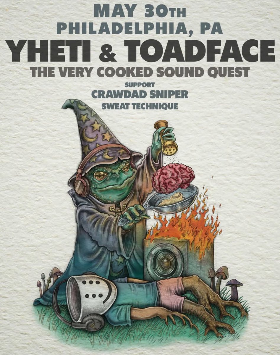 .<a href="/yhetimusic/">Yheti</a> &amp; <a href="/toadinyoface/">Toadface</a> ARE BRINGING THEIR “THE VERY COOKED SOUND QUEST” TOUR TO <a href="/TheAvePHL/">The Ave Live</a> TOMORROW NIGHT ALONG WITH CRAWDAD SNIPER &amp; <a href="/sweattechnique_/">Sweat Technique</a> 

TIX:
tixr.com/groups/unlocke…

SUMMER SALE:
USE CODE “SUMMER” &amp; RECEIVED 20% OFF OF YOUR ONLINE TICKET

18+ TO ENTER!!!