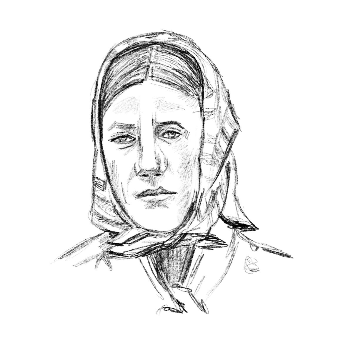 My #procreate #sketch version of Thursday #PortraitChallenge ‘A Land Girl’ by Albert Chevallier Tayler <a href="/StudioTeaBreak/">Virtual Studio</a>