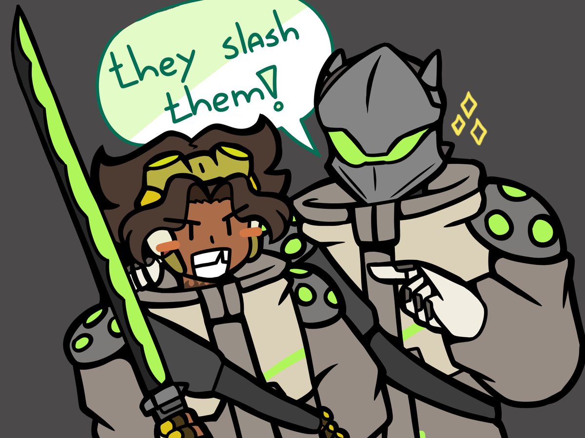 Genji being besties with Venture, they both bond over being people who had to come to terms with accepting themselves in being something other than what they were born as, in different ways of course